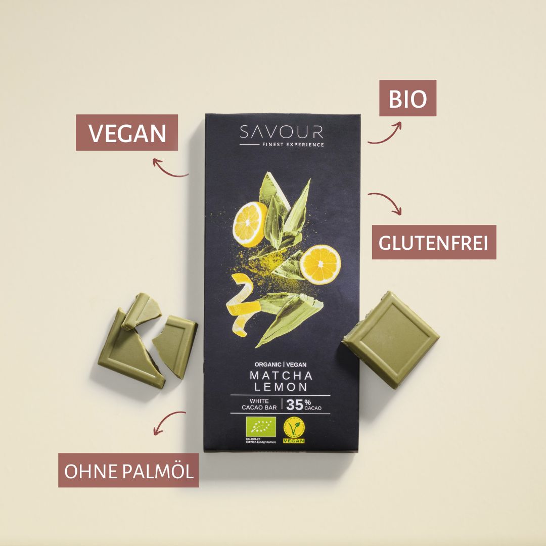 White Cacao Bar with Matcha & Lemon (organic)