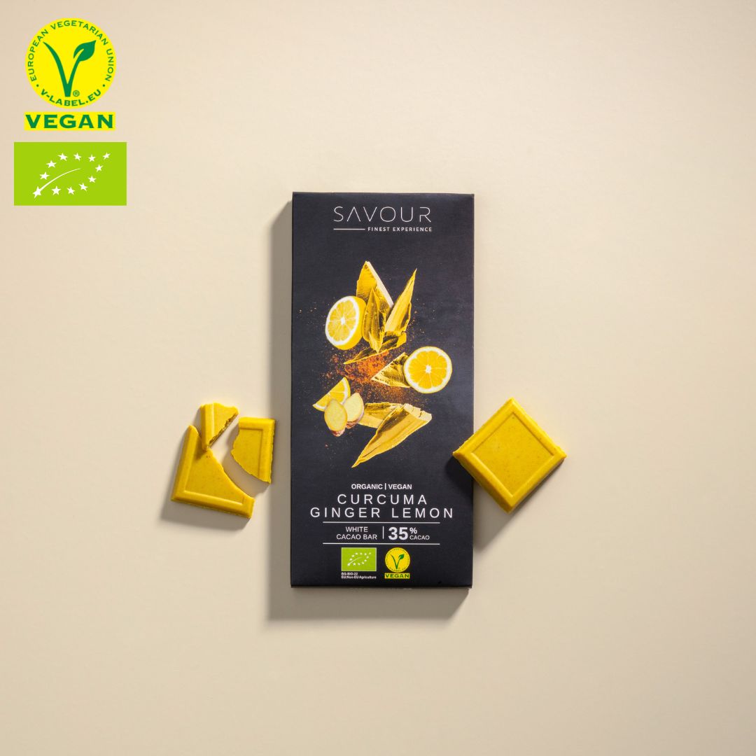 White Cacao Bar with Curcuma, Ginger & Lemon (bio)